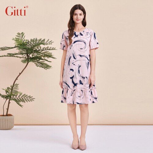 Gitti/吉蒂印花系带收腰