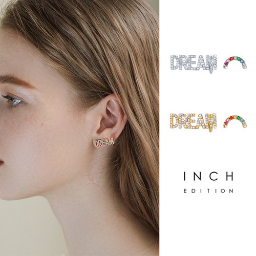 小众不对称水钻字母高级百搭耳钉