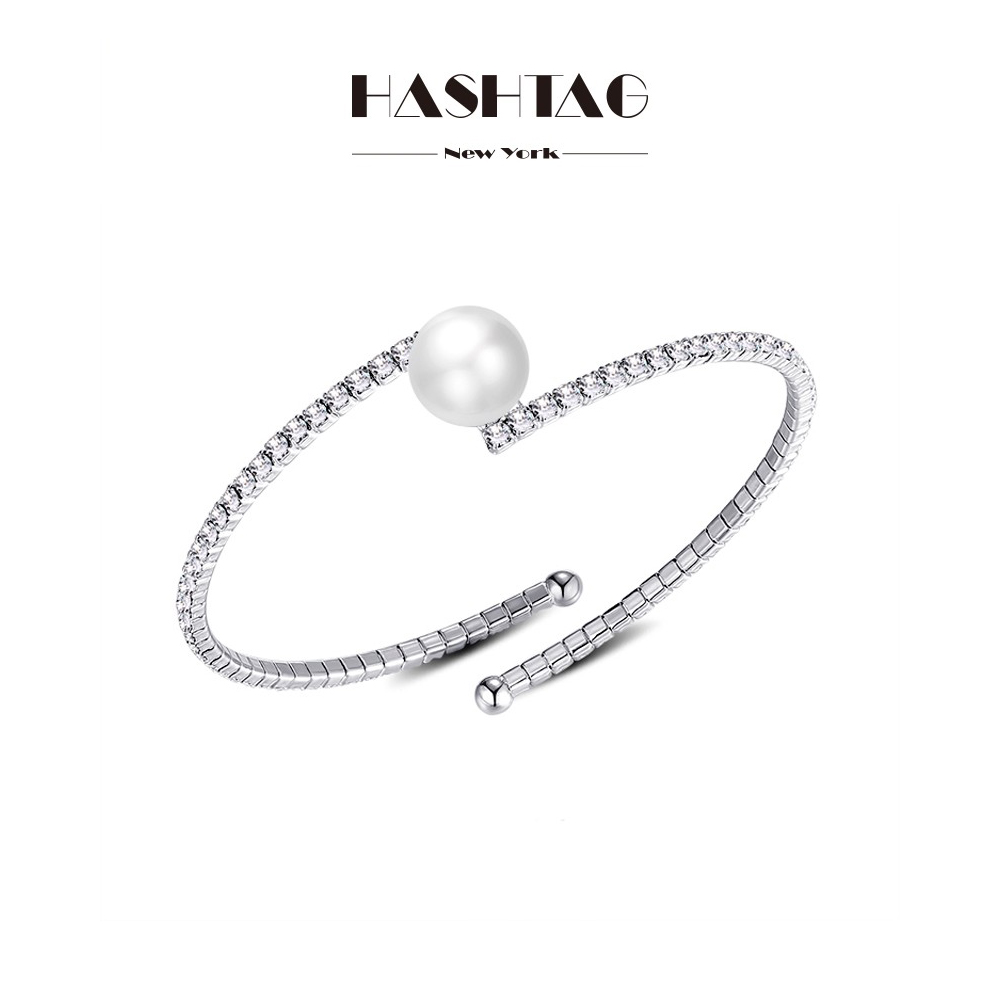 Hashtag Newyork弹簧珍珠开口手镯女小众设计感原创简约手饰百搭