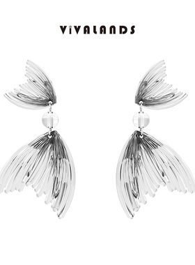 VIVALANDS设计师品牌 透明美人鱼尾耳环女个性创意时尚配饰耳饰潮