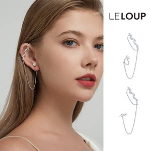 Le Loup橄榄枝珍珠链条耳骨夹高级感简约时尚无耳洞佩戴耳挂耳夹