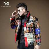 加厚保暖外套短款 BM欧洲站高端印花羽绒服男潮牌潮流帅气男士 冬季