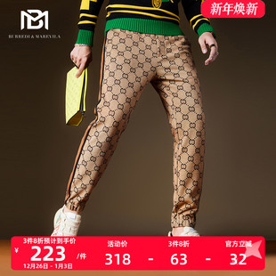 休闲裤 子高街满花潮牌束脚重磅卫裤 秋冬款 男裤 2022欧货新款 BM男士