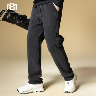 秋冬季 BM灯芯绒裤 2025新款 休闲裤 子男潮牌高级感字母刺绣直筒男士