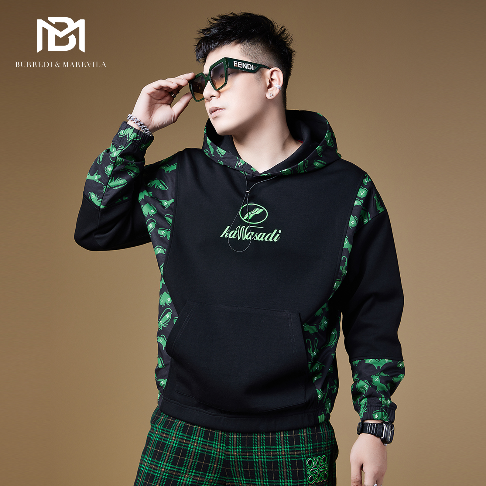 bm秋季潮流字母胶印连帽卫衣男士