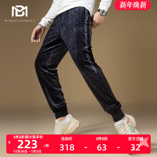 高端休闲裤 子潮流男士 春秋复古字母满花束脚卫裤 BM欧洲站轻奢男裤