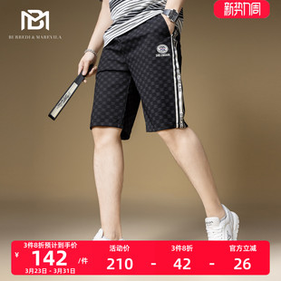男潮牌字母满花侧条纹休闲沙滩裤 BM欧洲站男裤 短裤 夏季 子2024新款