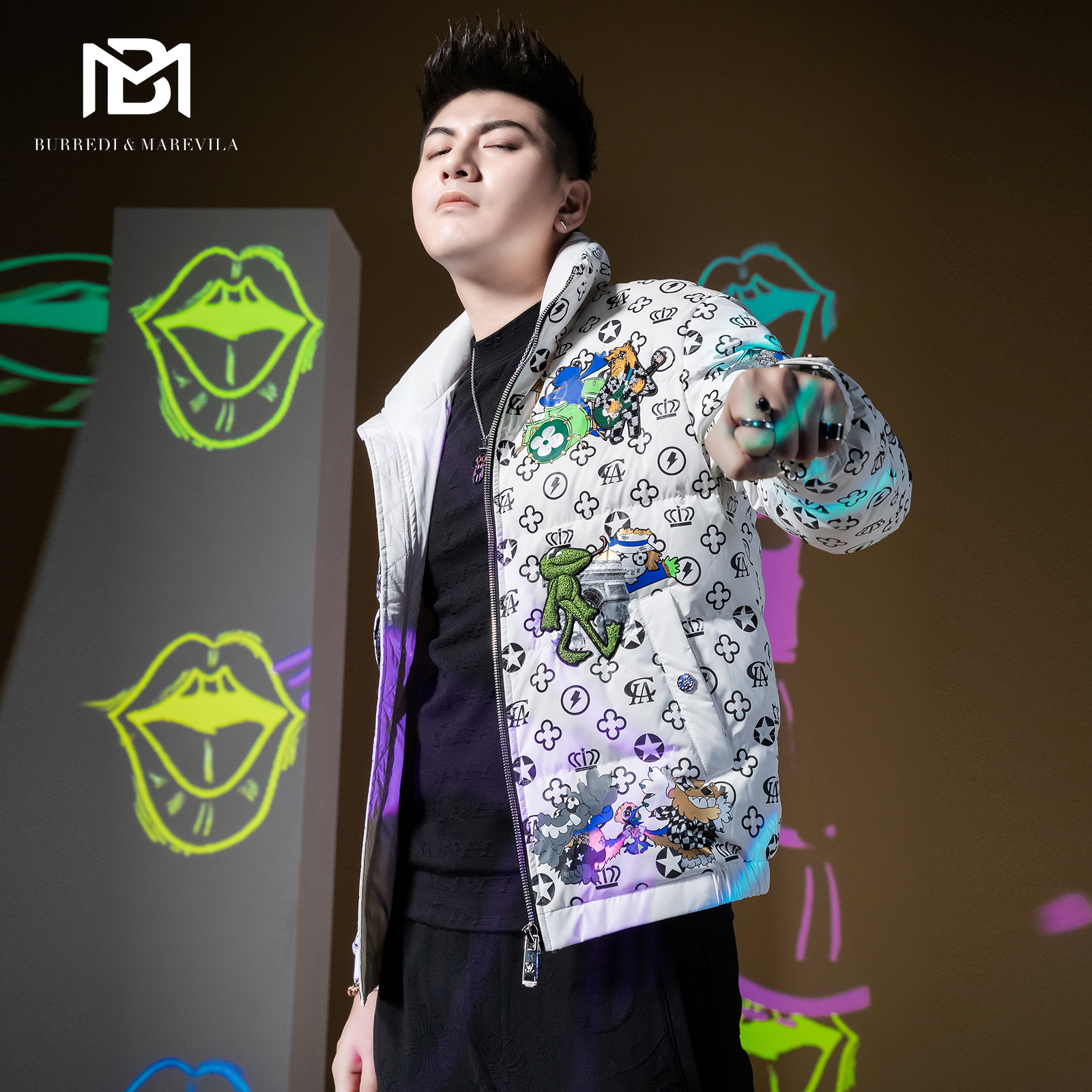 bm动物派对刺绣羽绒服短款