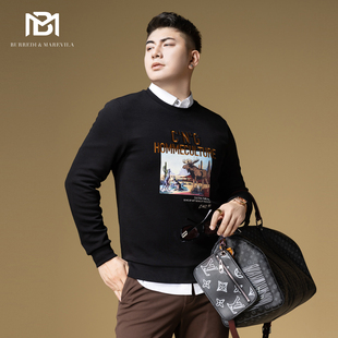 休闲上衣秋季 潮牌印花动物字母刺绣男士 复古卫衣男2024新款 BM美式