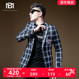 刺绣痞帅单西服上衣 2021年新款 BM高级感英伦风格 子休闲外套男西装