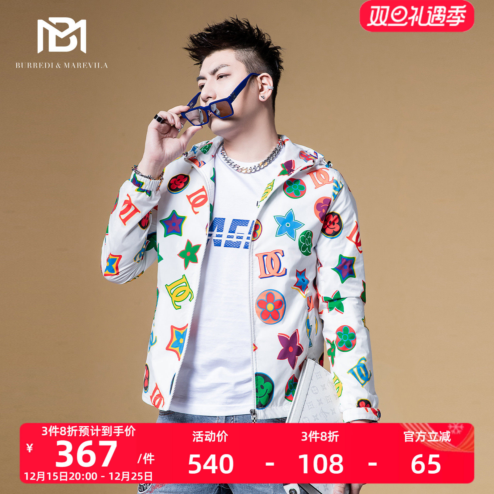 BM春季满版印花高级感潮夹克外套