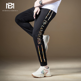 潮牌潮流休闲百搭 男运动裤 BM2021牛年裤 子印花侧边条纹抽绳束脚裤
