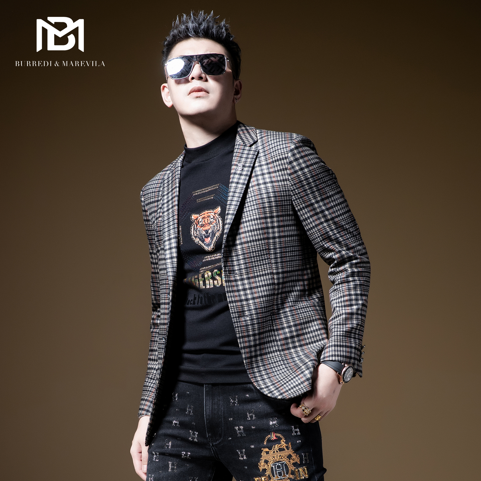 bm英式格子高级感西装上衣