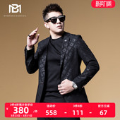 西服休闲暗纹满花西装 BM英伦雅痞男装 2022新款 欧货爆款 外套男 时尚