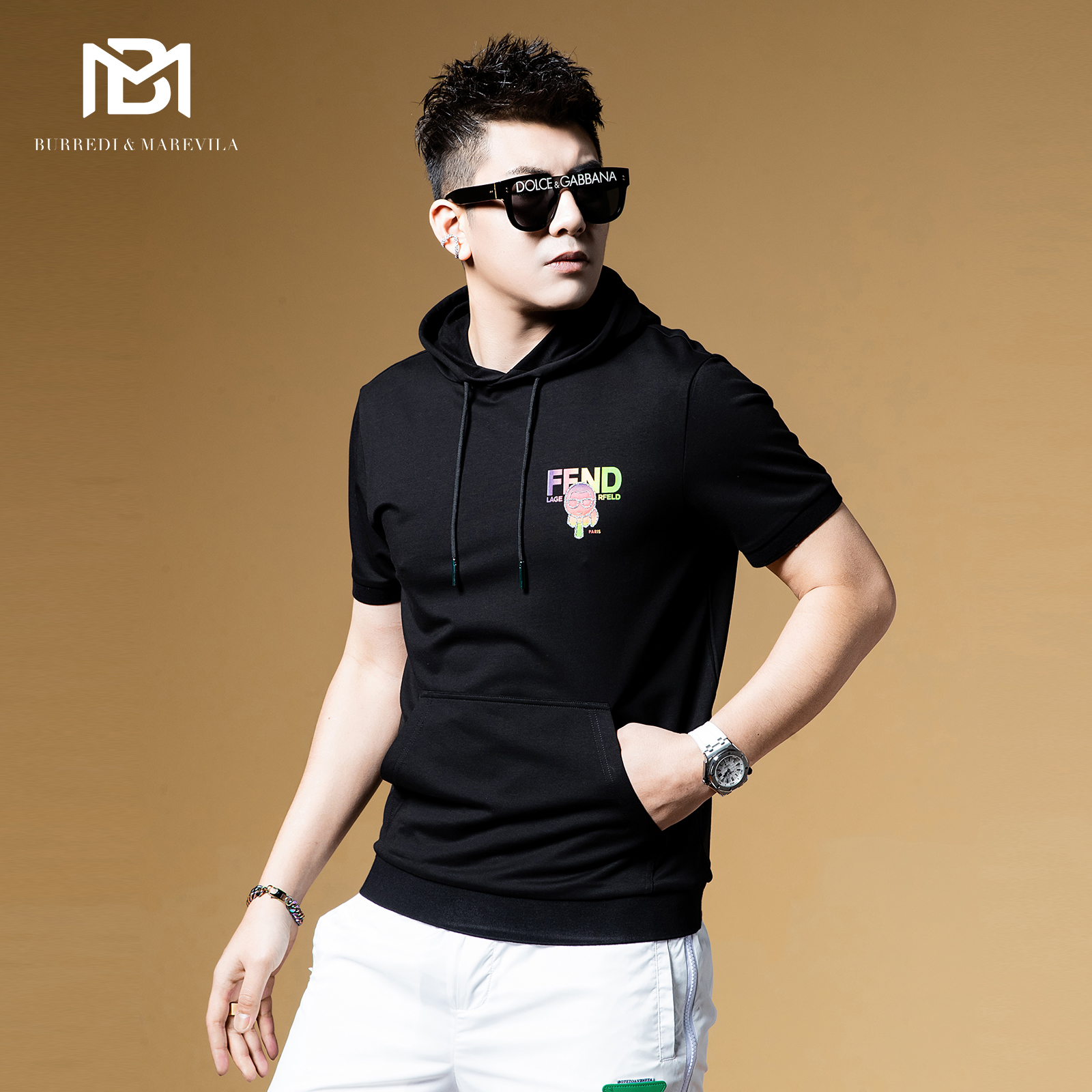 BM潮牌字母渐变印花短袖t恤