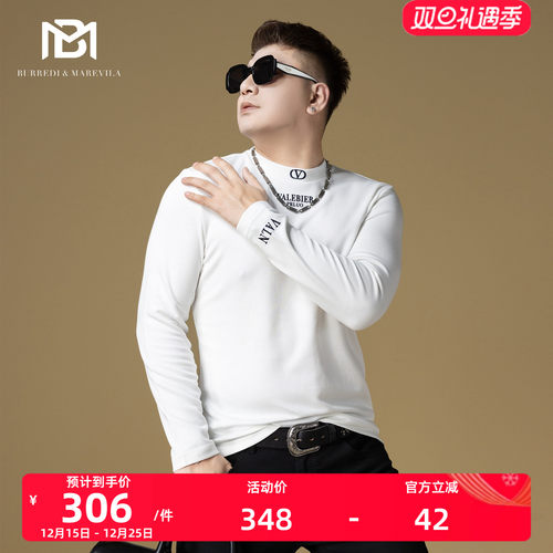 BM美式长袖t恤高端莫代尔卫衣男2024新款潮牌字母刺绣男士打底衫