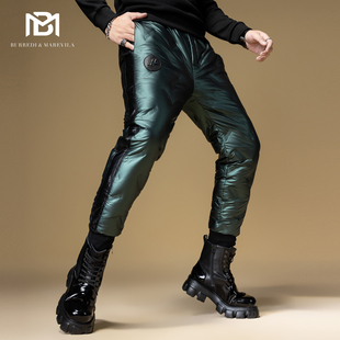 防寒裤 BM白鹅绒高端羽绒裤 潮牌拼色字母压胶男款 2023新款 子 男冬季