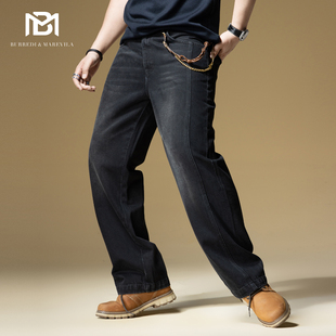 牛仔裤 饰秋冬季 2025新款 子男辑线装 潮牌高端复古宽松阔腿裤 BM男士