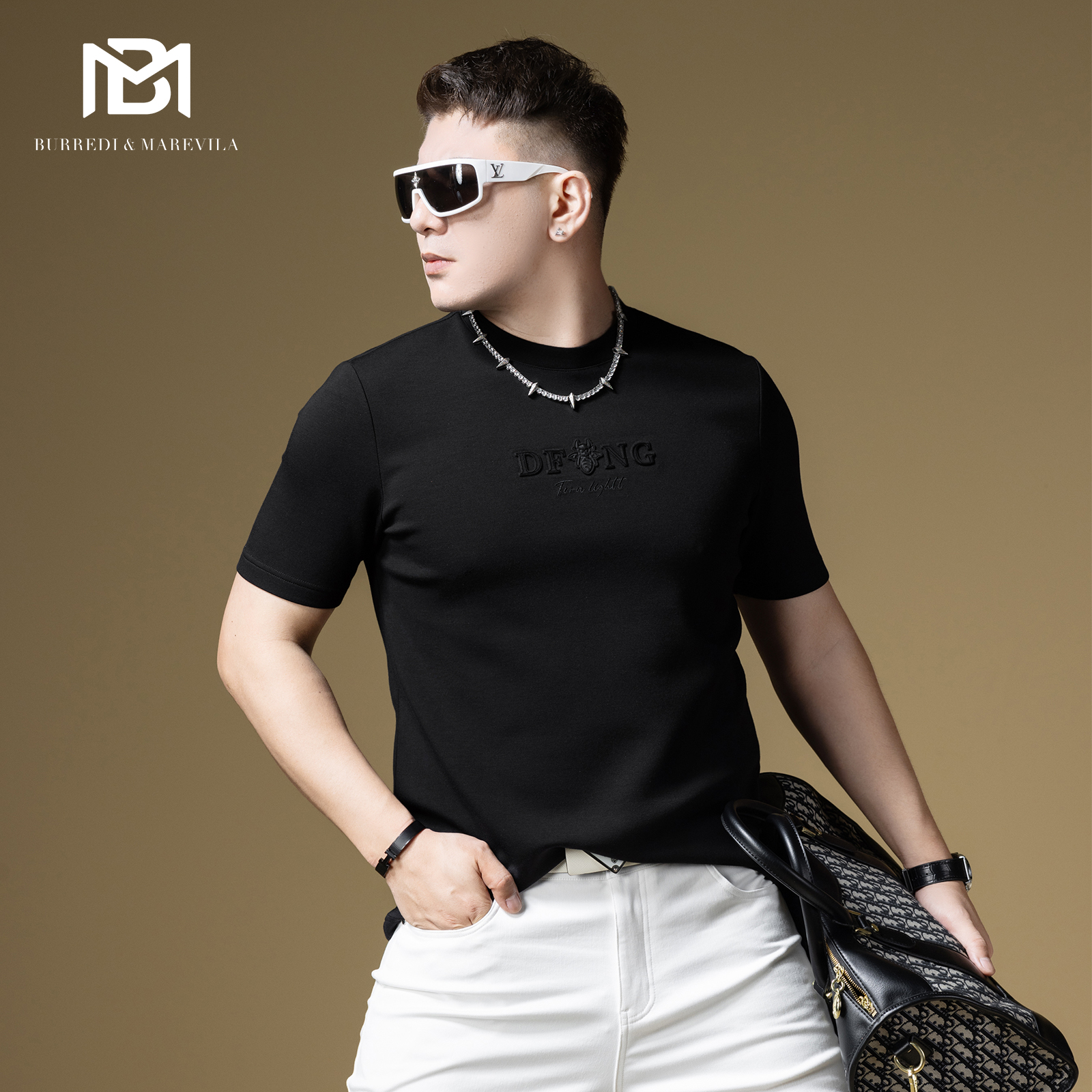 BM欧洲站男装潮牌字母刺绣短袖卫衣男2024新款圆领早秋上衣打底衫