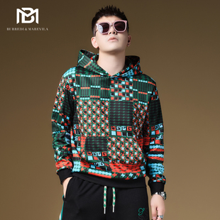 千鸟格设计感男士 BM美式 复古高端卫衣2023新款 男潮牌帽衫 上衣 秋季