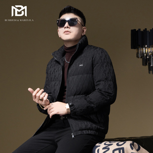 保暖外套上衣 冬季 BM字母满花暗纹羽绒服男2024新款 欧洲站潮牌男装