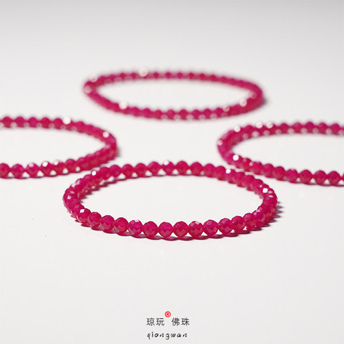 培育红宝石切面手串红刚石手链