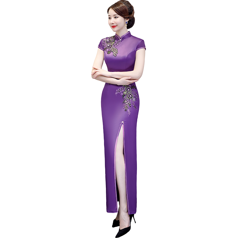 改良版女长款复古演出服时尚旗袍