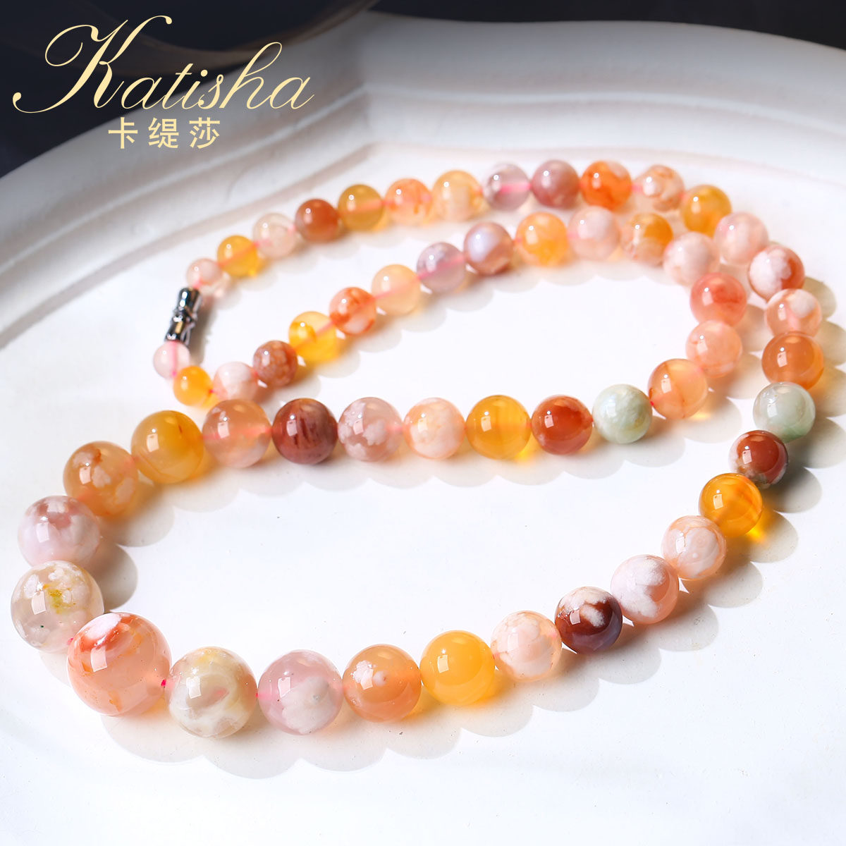 卡缇莎樱花玛瑙塔链女多彩飘花玛瑙项链浪漫樱花颈链颈饰送礼|msdalam kategori Aksesori/Barang Kemas Fesyen, kalung - dari Buy2taobao.com untuk memberikan perkhidmatan ejen Taobao profesional membeli