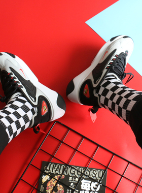 糖果色棋牌格长袜男女通用潮牌街头滑板运动袜复古美式风格子袜子