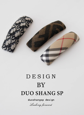 复古格纹布艺发夹女秋冬侧边夹气质后脑勺发卡碎发刘海bb夹子头饰