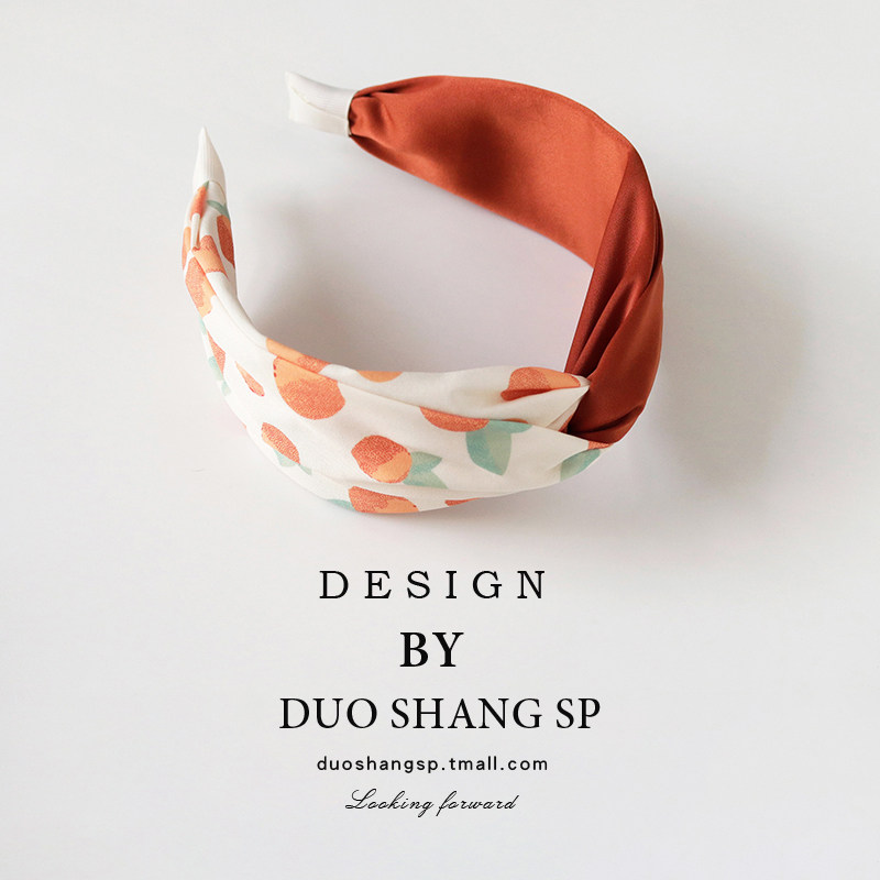 清新柿子发箍女双拼宽边压发卡淑女减龄发饰外出布艺发捆洗脸头箍
