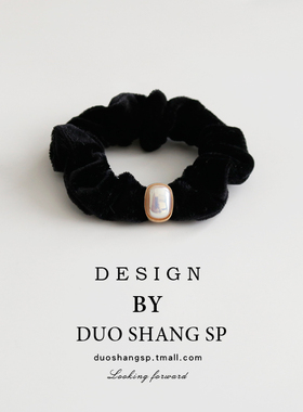 极简感黑色丝绒大肠圈发圈仿珍珠头绳高弹力扎马尾皮筋气质发绳女