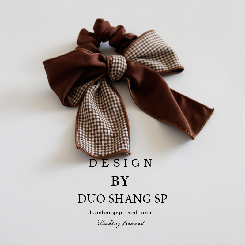 韩国千鸟格飘带蝴蝶结发带女绑发复古扎马尾头发绳大肠圈网红头饰,饰品/流行首饰/时尚饰品新,发饰,淘宝优惠券,粉丝福利购,淘宝优惠卷