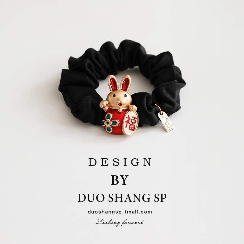 本命年兔子发圈红色可爱新年头绳