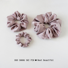 氛围感紫色缎面大肠发圈女高弹力耐用真丝头绳复古法式高马尾发绳