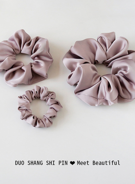 氛围感紫色缎面大肠发圈女高弹力耐用真丝头绳复古法式高马尾发绳