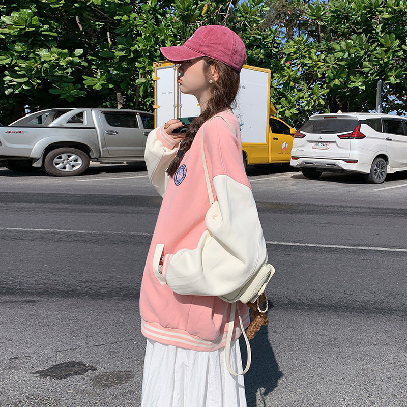 26春档口现货！粉色学院风棒球服字母刺绣撞257-58250-P135K188,女装短外套,浙宝257