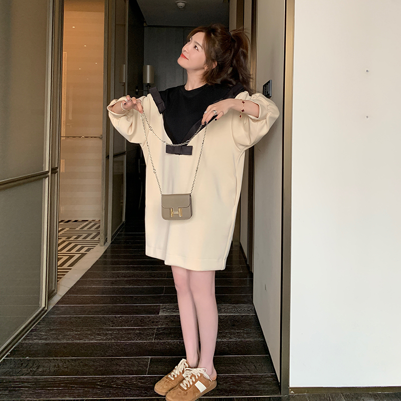 已出货！宽松休闲蝴蝶结连衣裙257-58256-P120K178，女装连衣裙，浙宝257