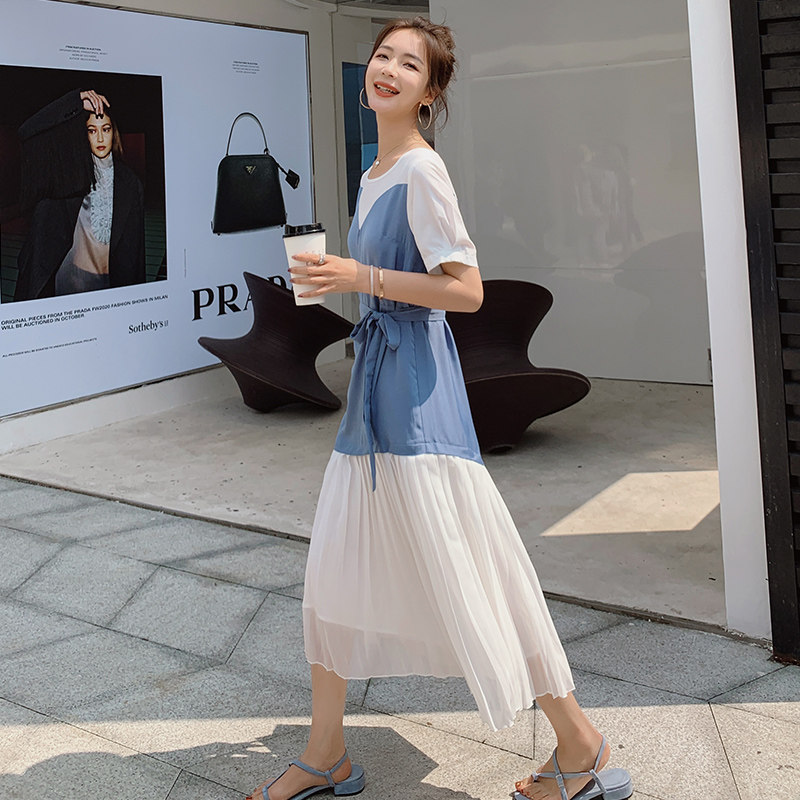 【2022夏新品】已更新！拼接气质连衣裙收腰显瘦P110K168,女装连衣裙,浙宝257