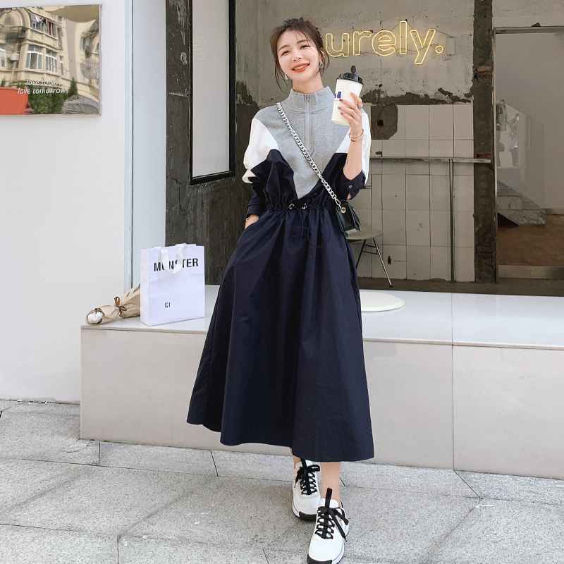 【新品】连衣裙主推长袖拼接撞色收腰运动风连衣裙P120K178,女装连衣裙,浙宝257