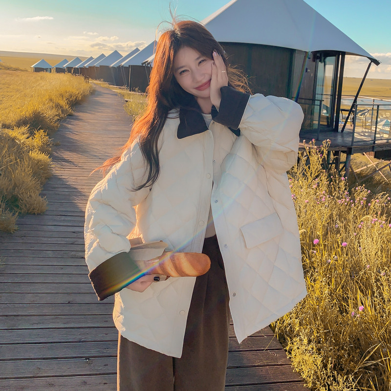 马上出货新款菱格棉服韩系格子绗线棉服257-58373-P195K278,女装棉衣/棉服,浙宝257