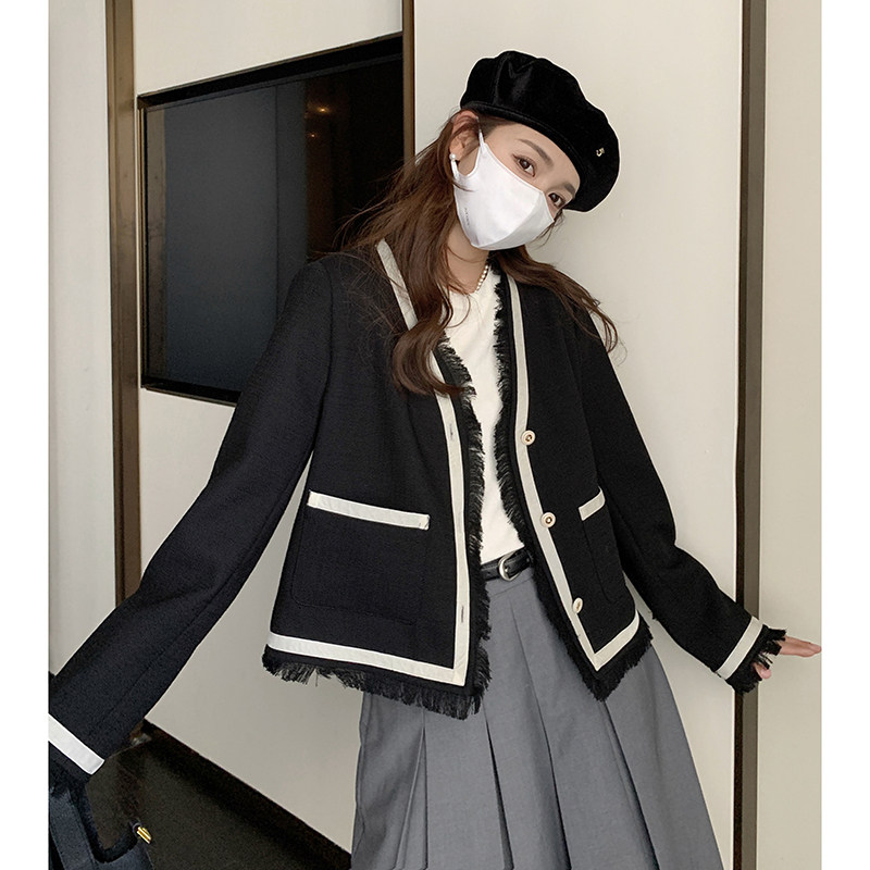 【】主推！小香风拼接撞色复合短外套257-58242-P125K178,女装短外套,浙宝257