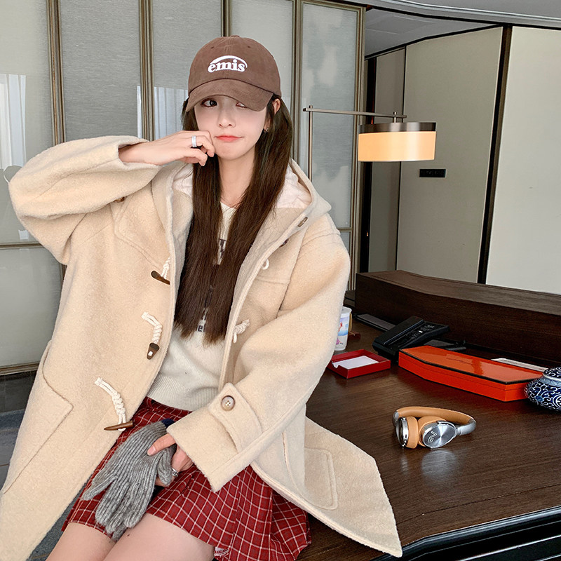 牛角扣夹棉呢大衣257-58327-P175K268,女装毛呢外套,浙宝257
