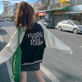 美式复古棒球服外套女春秋款2024新款学院风撞色时尚炸街百搭夹克，女装短外套，浙宝257