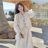甜美减龄文艺马甲连衣裙两件套女春秋2025新款简单大方巨好看裙子，女装套装/套裙，浙宝257