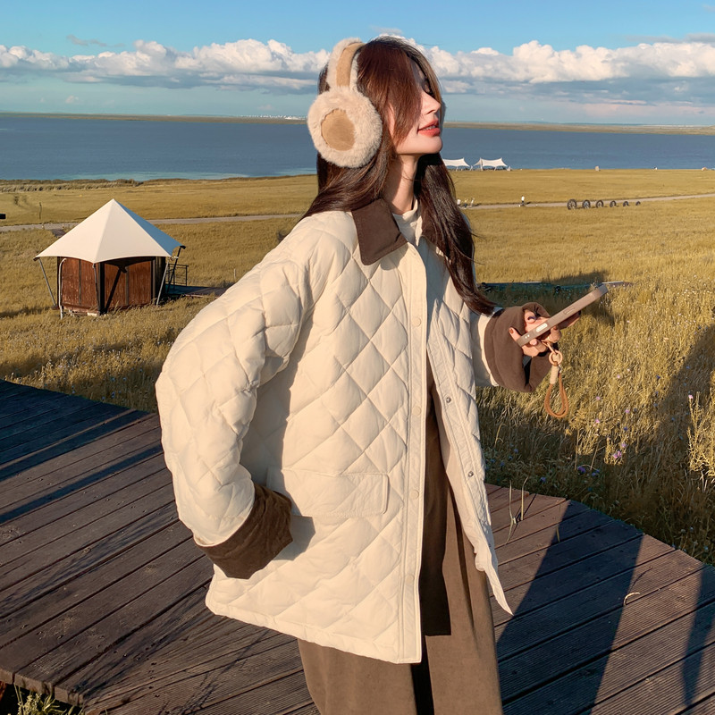 现货！韩系格子绗线加厚棉服257-58373-P195K278，女装棉衣/棉服，浙宝257