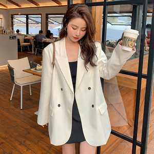 白色宽松显瘦西装外套女2025秋季新款气质韩版简约通勤风百搭西服,女装西装,浙宝257