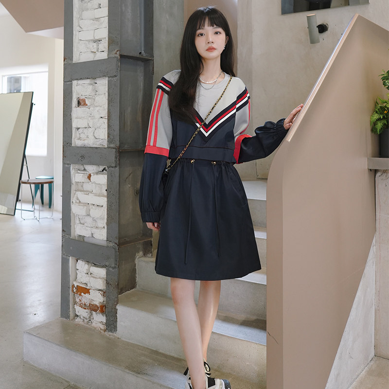 【！现货！】撞色设计感拼接休闲连衣裙P120K178，女装连衣裙，浙宝257