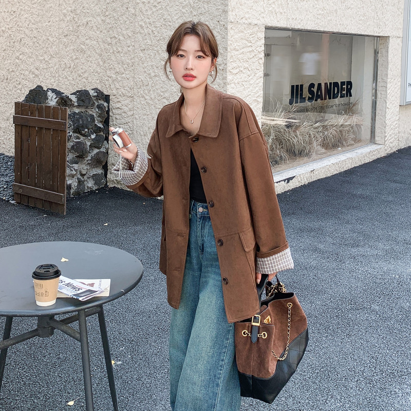 现货主推款！麂皮绒风衣外套257-58536-P175K258,女装皮衣,浙宝257
