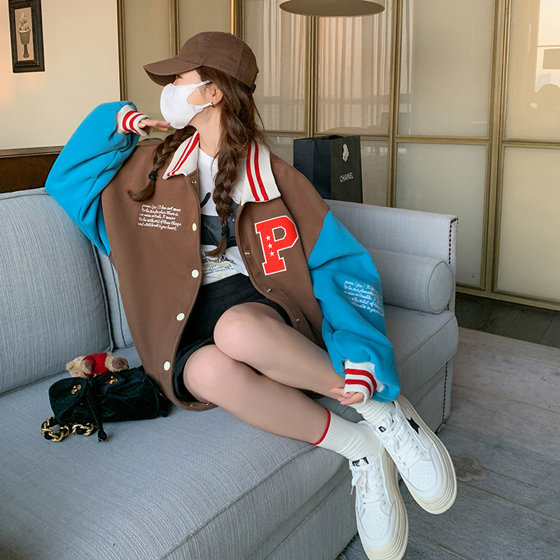 25秋现货！学院风棒球服黑白撞色257-58245-P145-K198,女装短外套,浙宝257